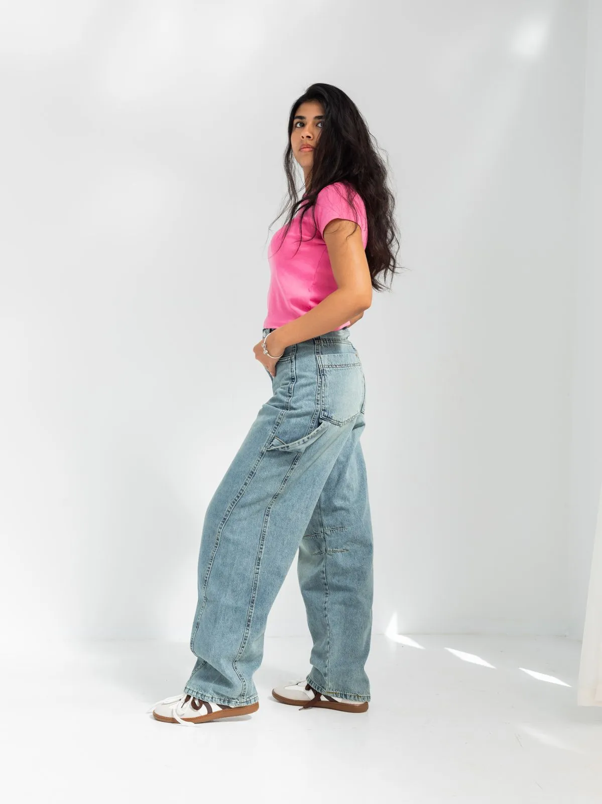 High Waist Light Wash Baggy Jeans