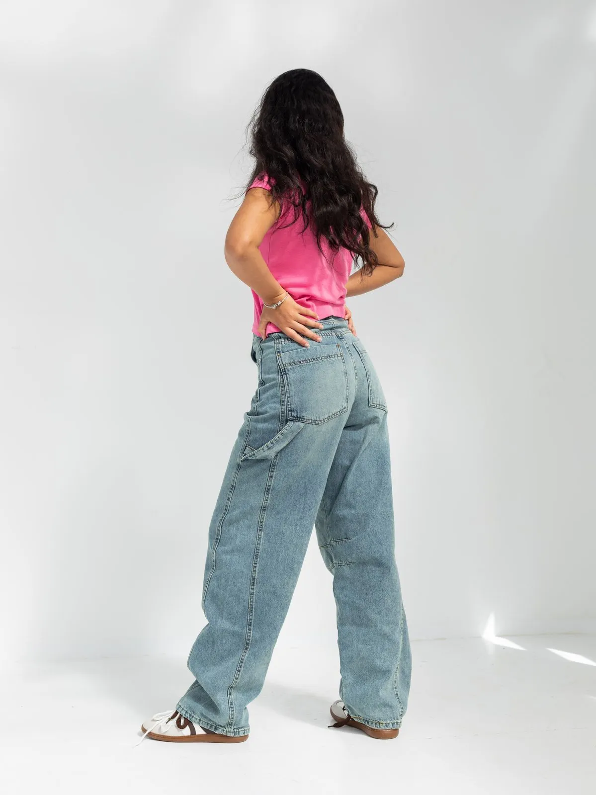 High Waist Light Wash Baggy Jeans