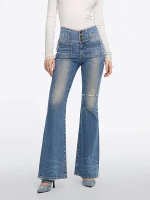 High Waisted Flared Jeans-GLENDA PLUS 5