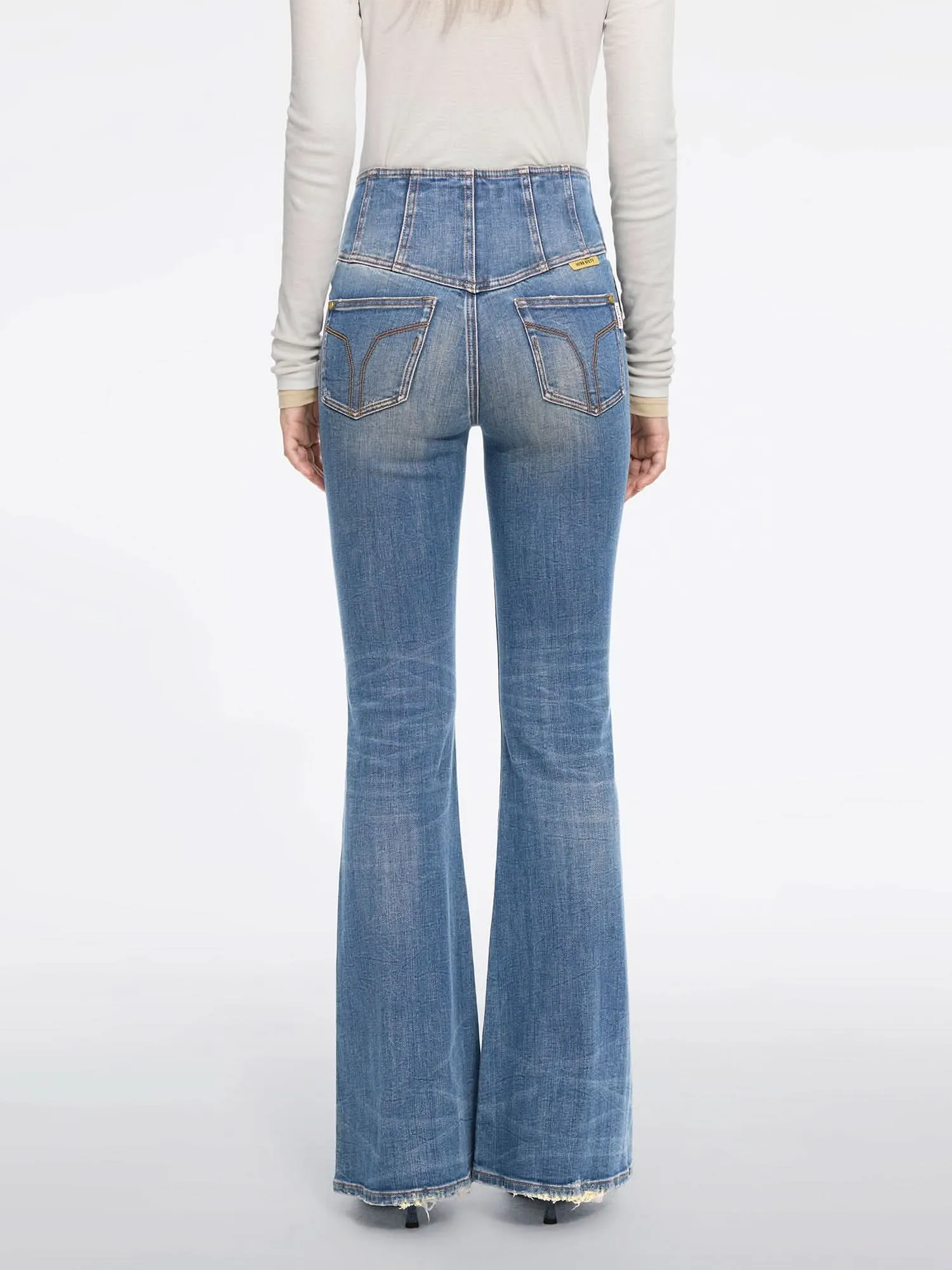 High Waisted Flared Jeans-GLENDA PLUS 5