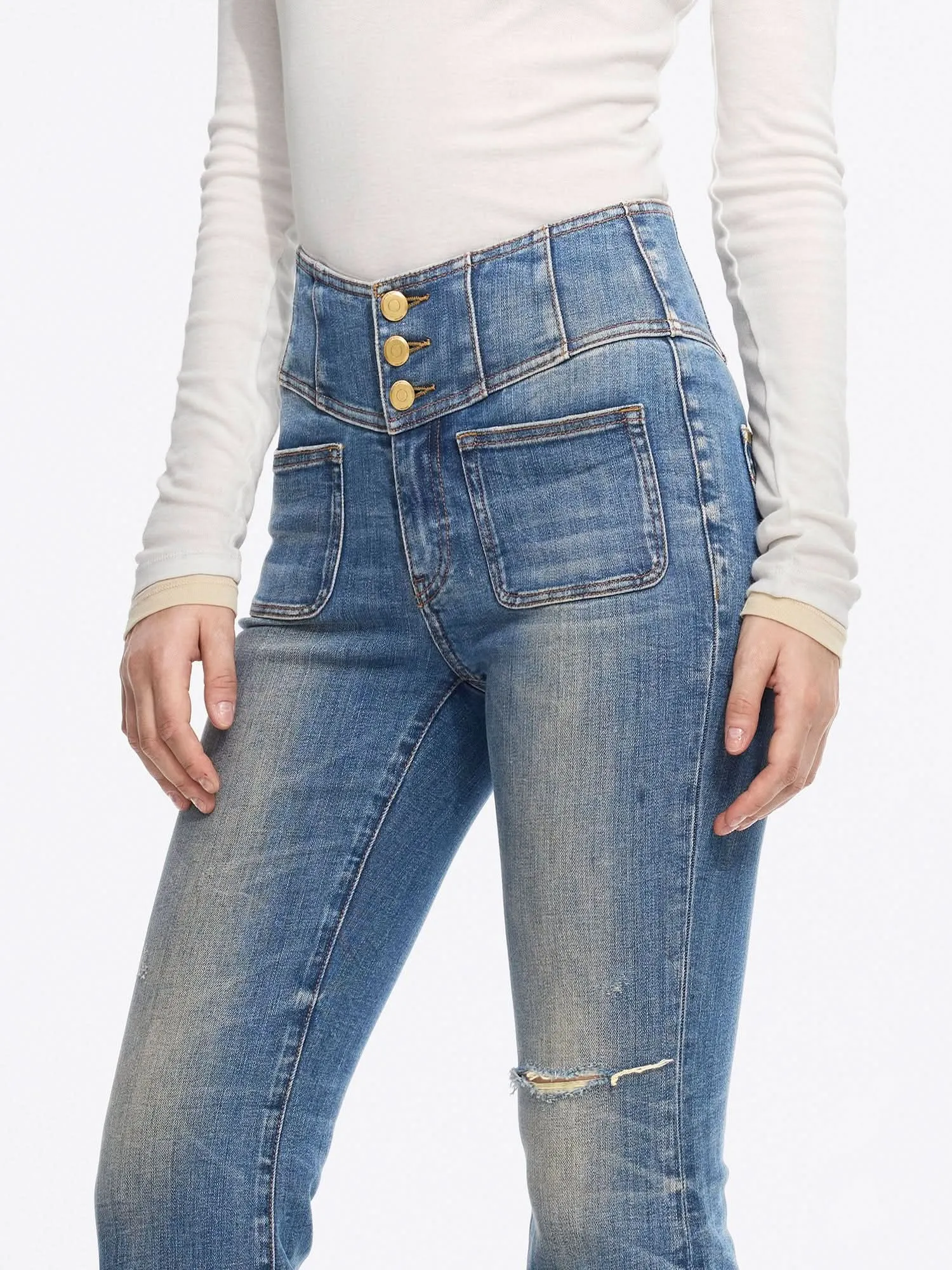 High Waisted Flared Jeans-GLENDA PLUS 5