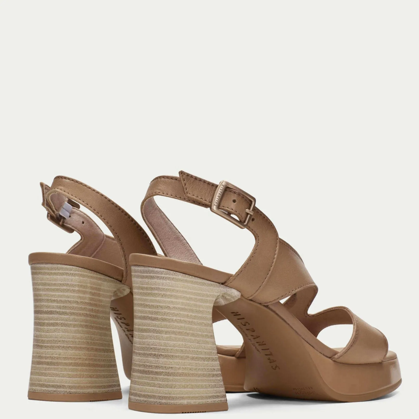 Hispanitas Pale Tan Leather Platform Sandals