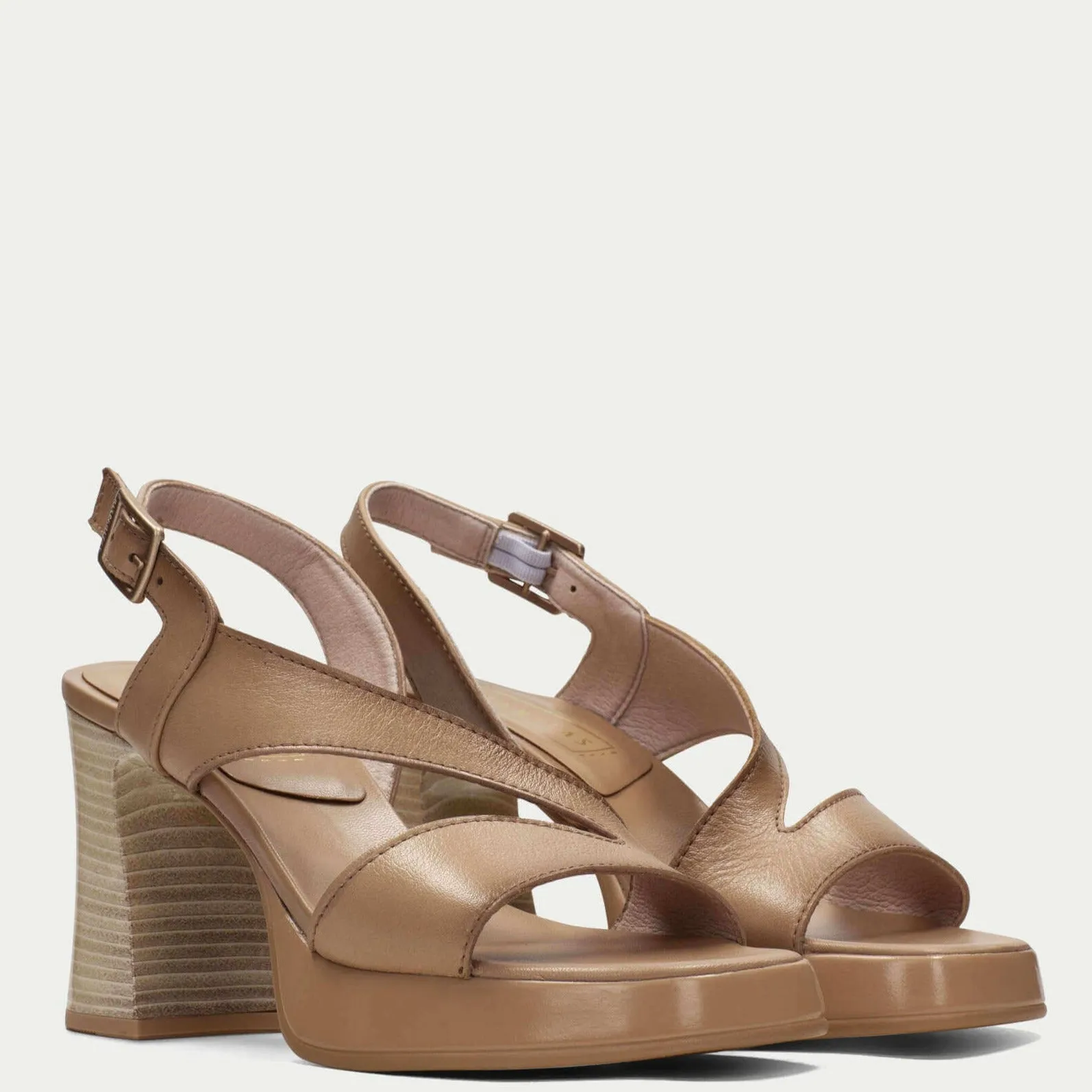 Hispanitas Pale Tan Leather Platform Sandals