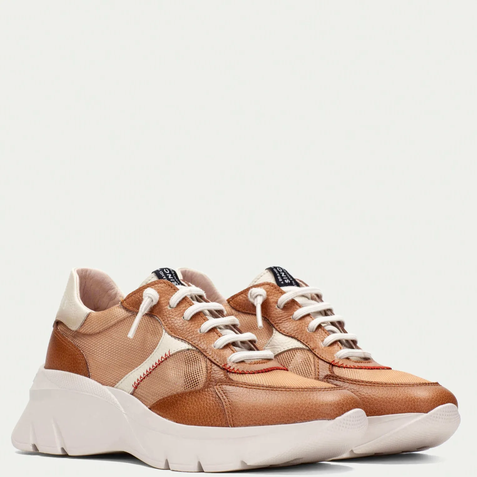 Hispanitas Tan Leather Elevated Sole Sneakers