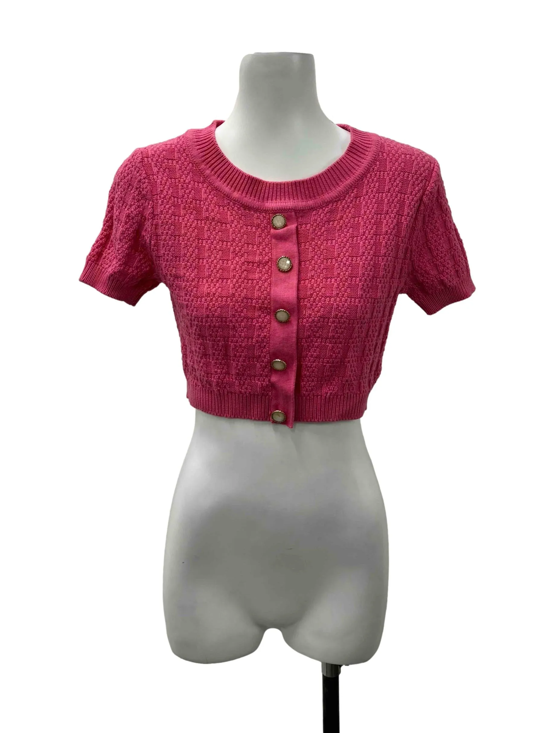 Hot Pink Knitted Cropped Top