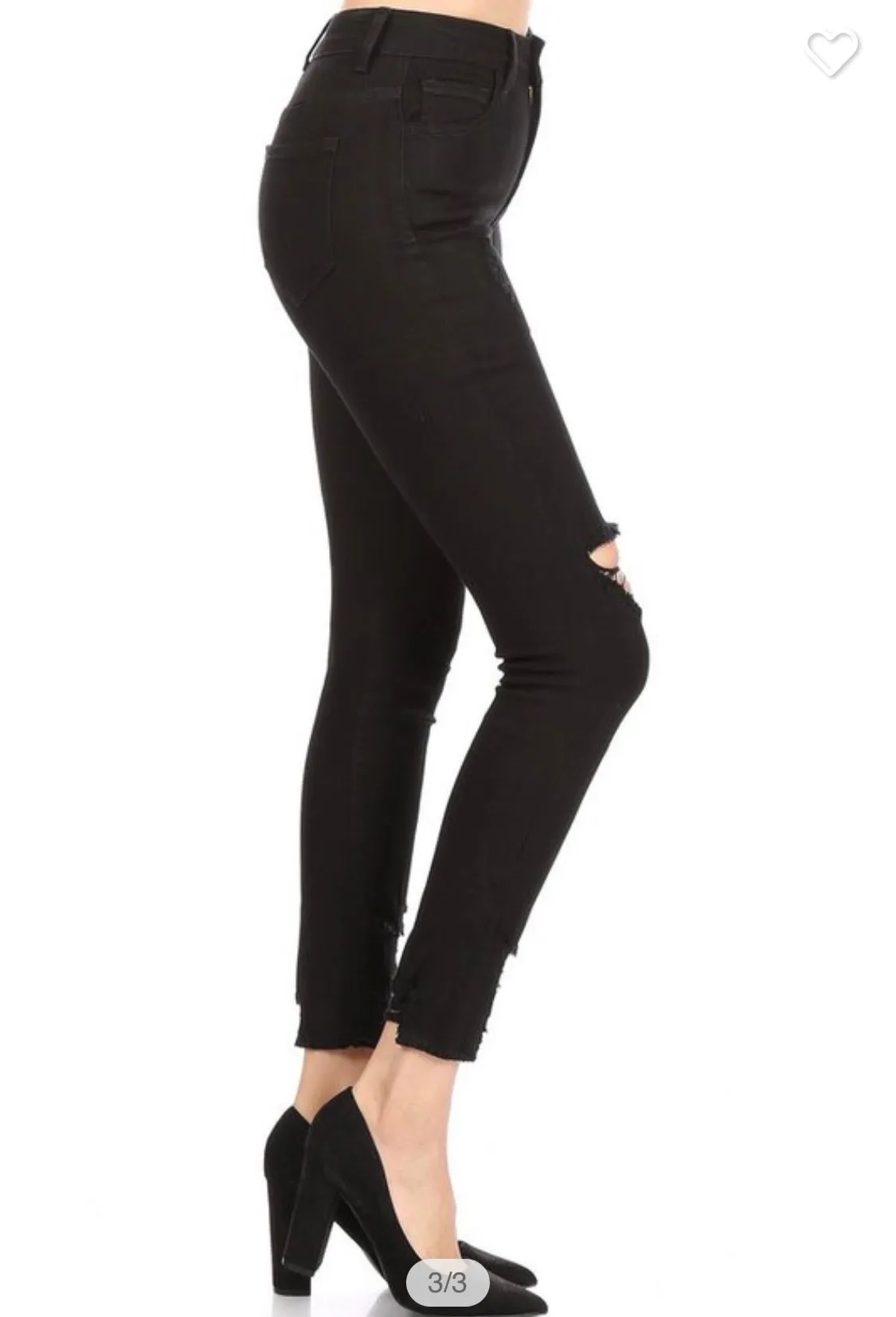 Into The Night Black distressed denim