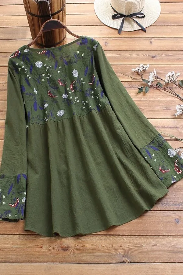 Irregular Hem Floral Printing Blouse