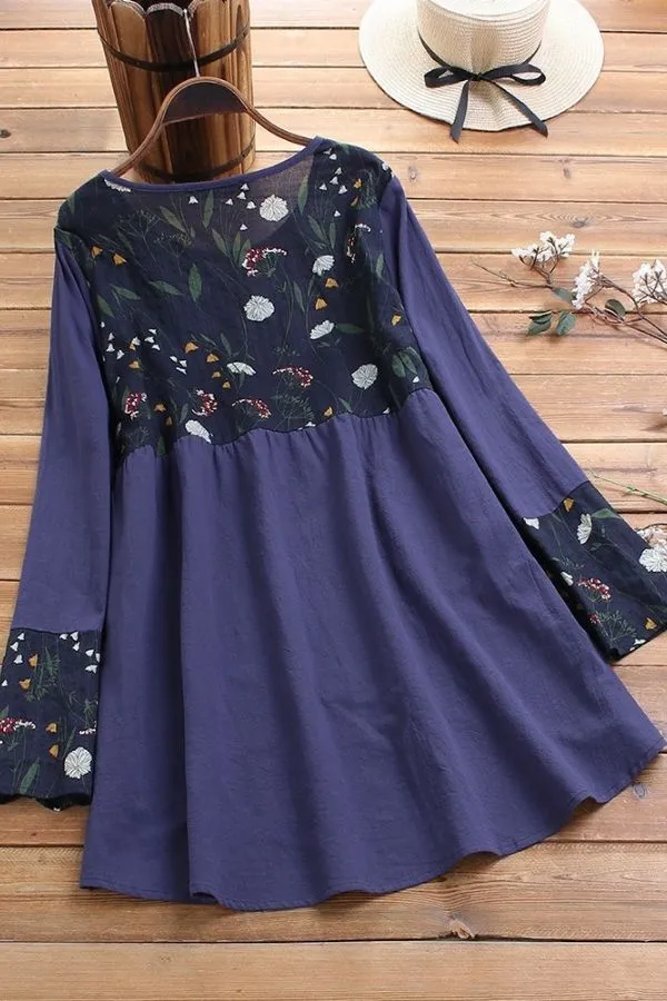 Irregular Hem Floral Printing Blouse