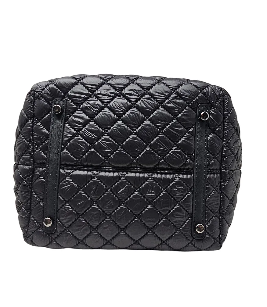 Jade Black Small Quilted Tote