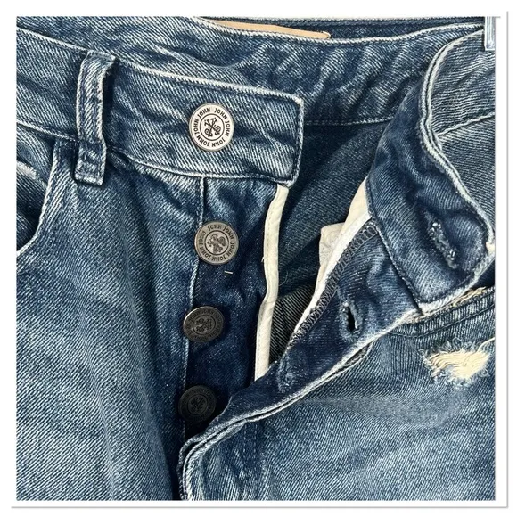 John John Made In Heaven 100% Cotton Wide Leg Button Fly Jeans Sz BR 36/US 26