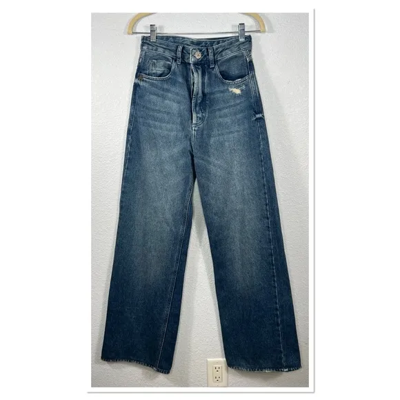 John John Made In Heaven 100% Cotton Wide Leg Button Fly Jeans Sz BR 36/US 26