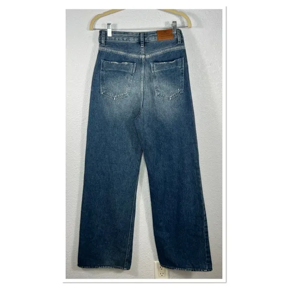 John John Made In Heaven 100% Cotton Wide Leg Button Fly Jeans Sz BR 36/US 26