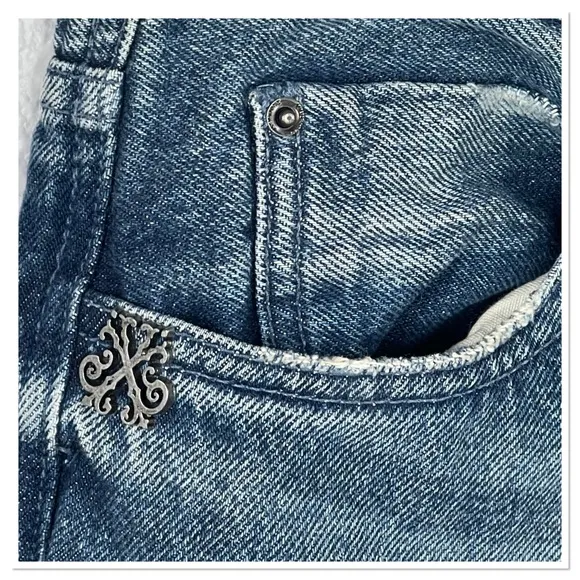 John John Made In Heaven 100% Cotton Wide Leg Button Fly Jeans Sz BR 36/US 26