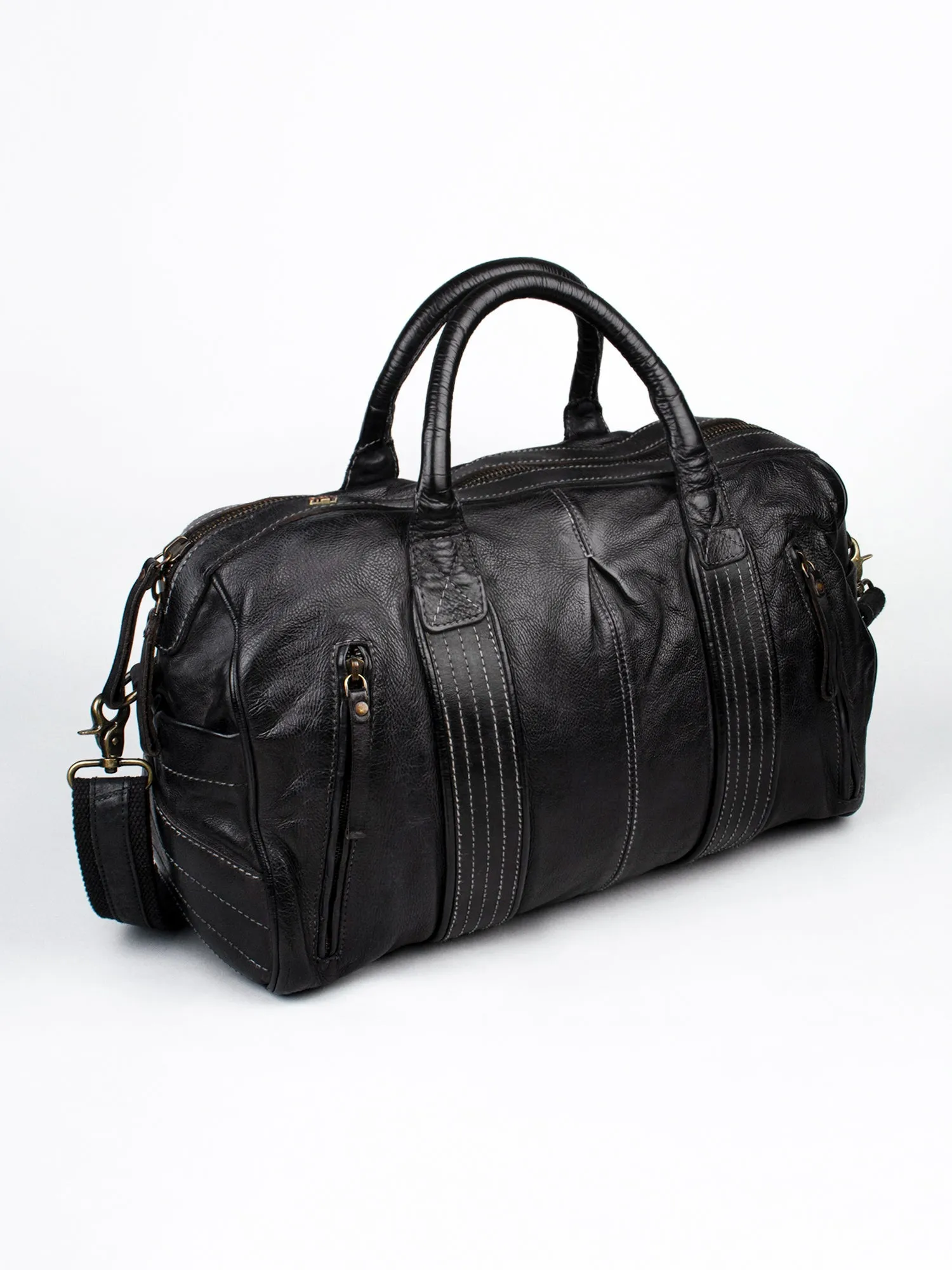 Joseph: Washed Travel Weekender Bag In Veg Tan Leather by art n vintage