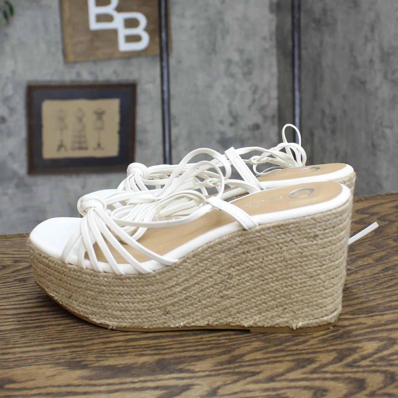 Journee Collection Catalinn Tru Comfort Espadrille Platform Sandals White 8M