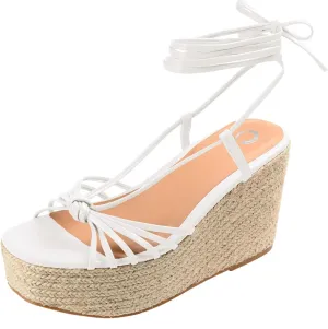 Journee Collection Catalinn Tru Comfort Espadrille Platform Sandals White 8M