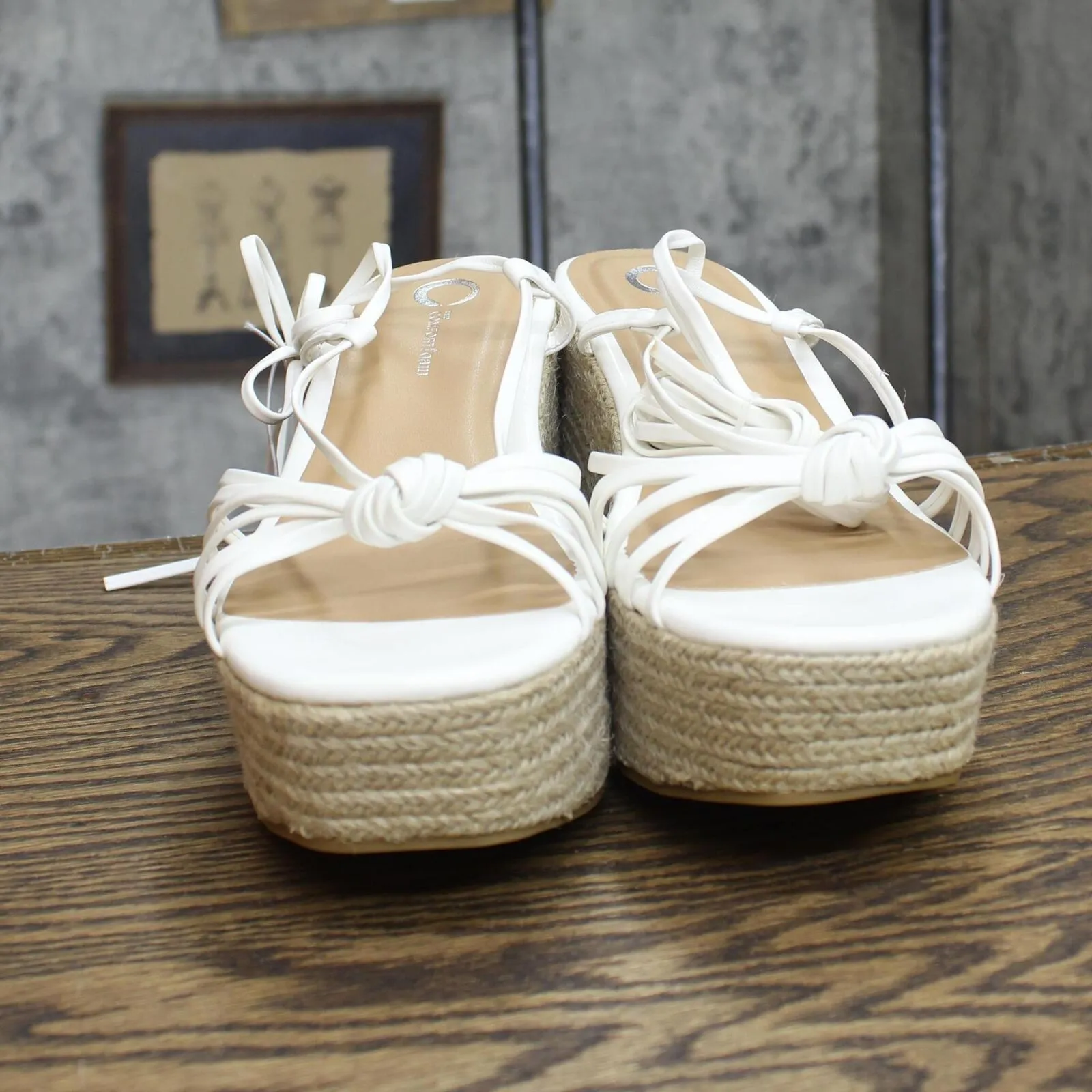 Journee Collection Catalinn Tru Comfort Espadrille Platform Sandals White 8M