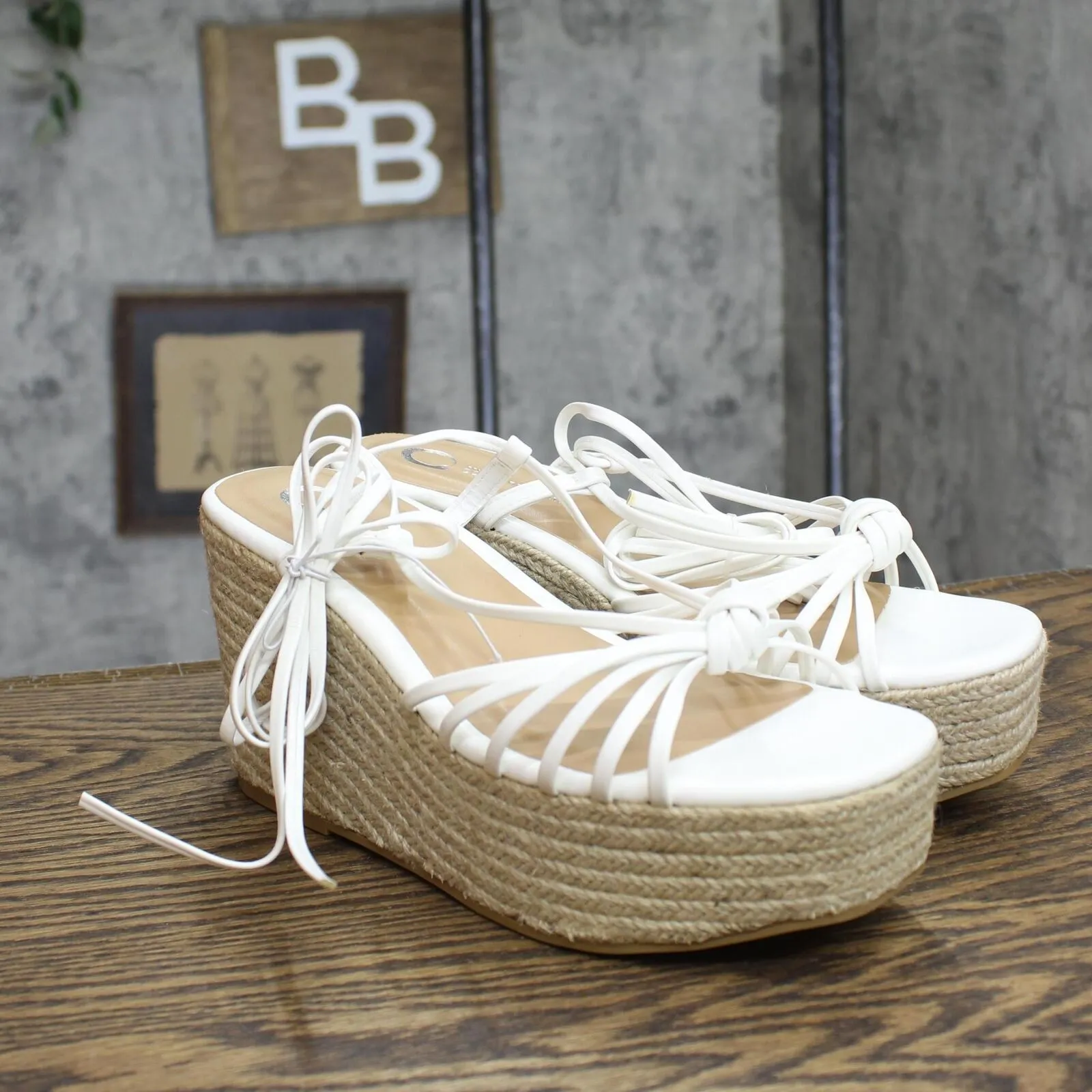 Journee Collection Catalinn Tru Comfort Espadrille Platform Sandals White 8M