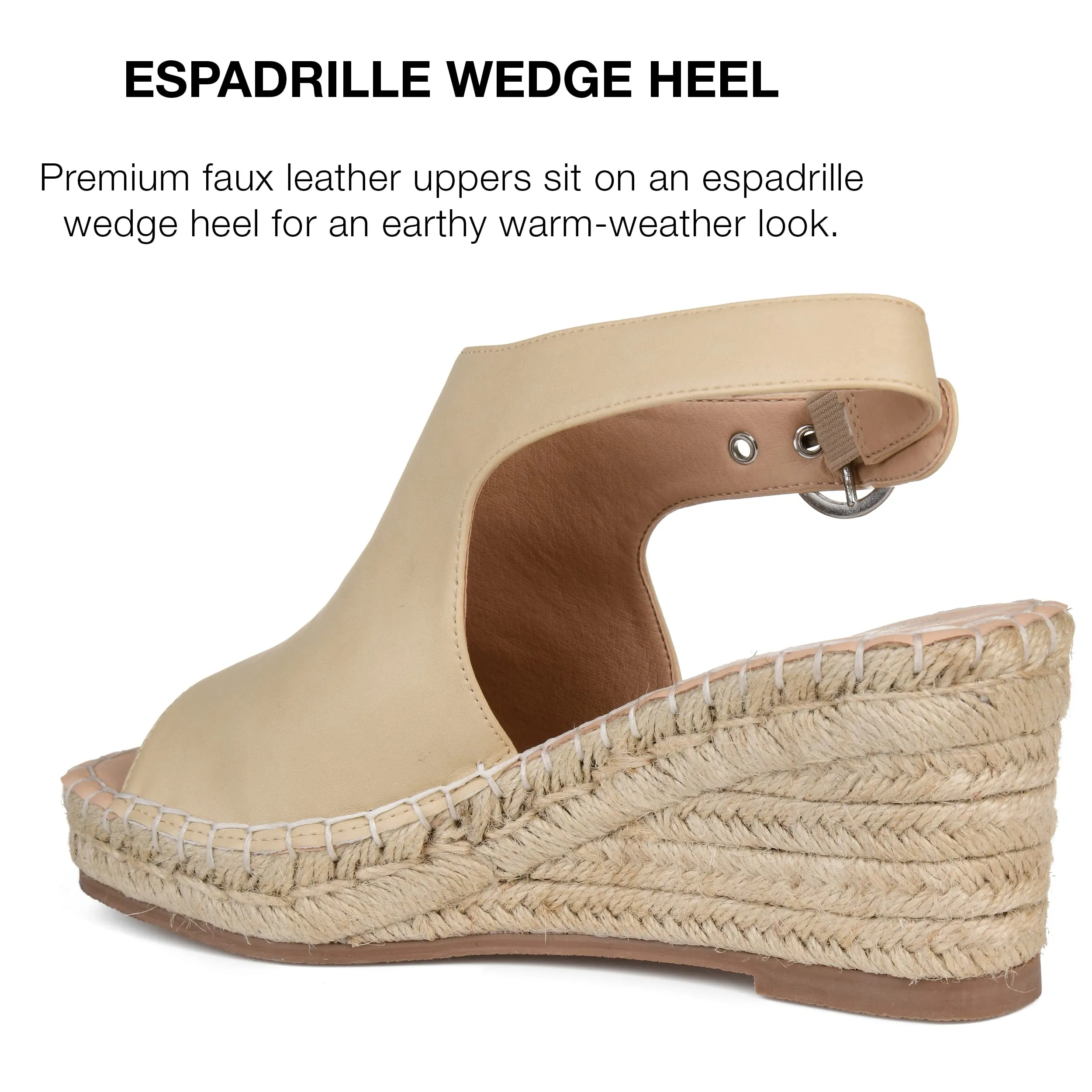 Journee Womens Crew Wide Width Wedge Heel Espadrille Sandals