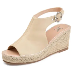 Journee Womens Crew Wide Width Wedge Heel Espadrille Sandals