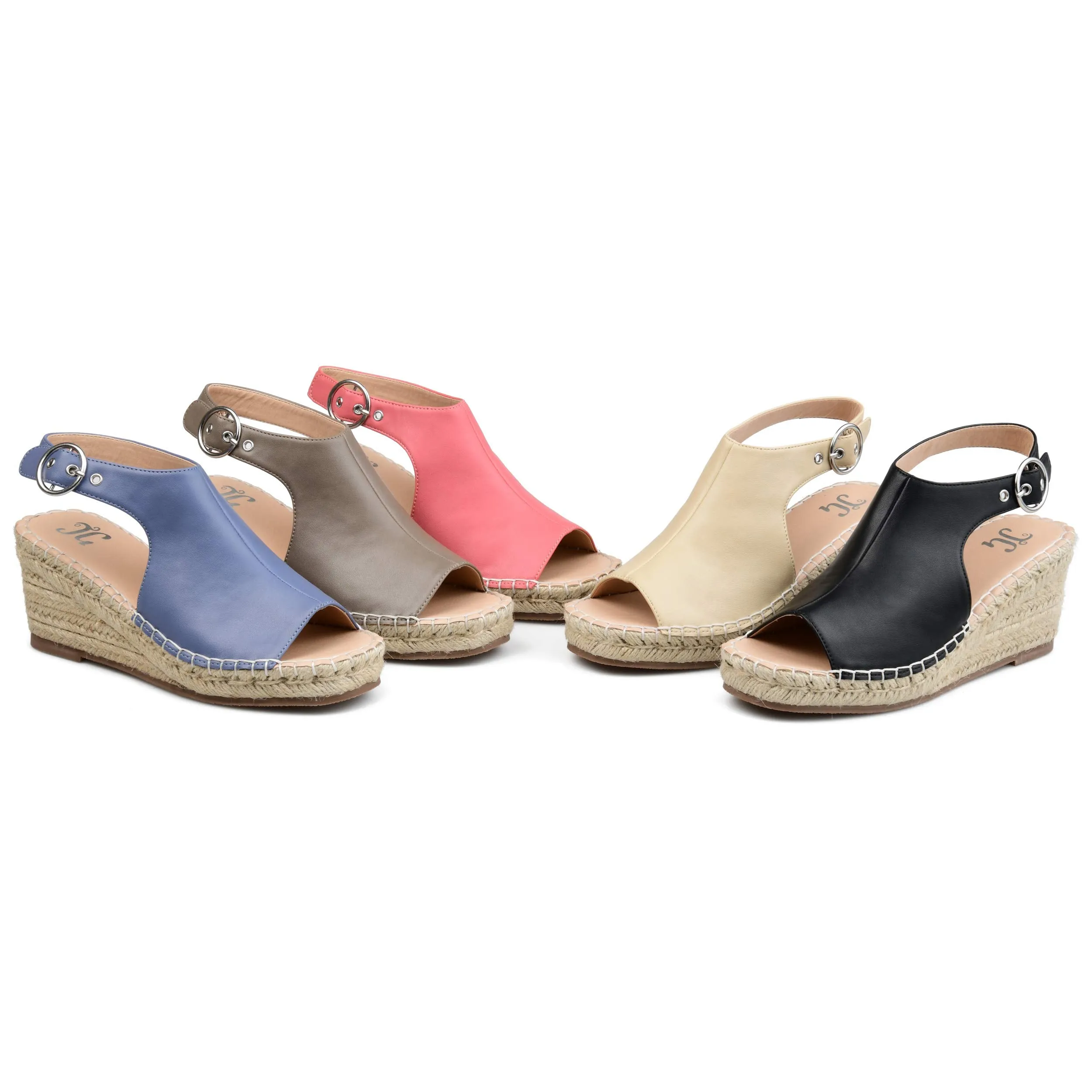 Journee Womens Crew Wide Width Wedge Heel Espadrille Sandals