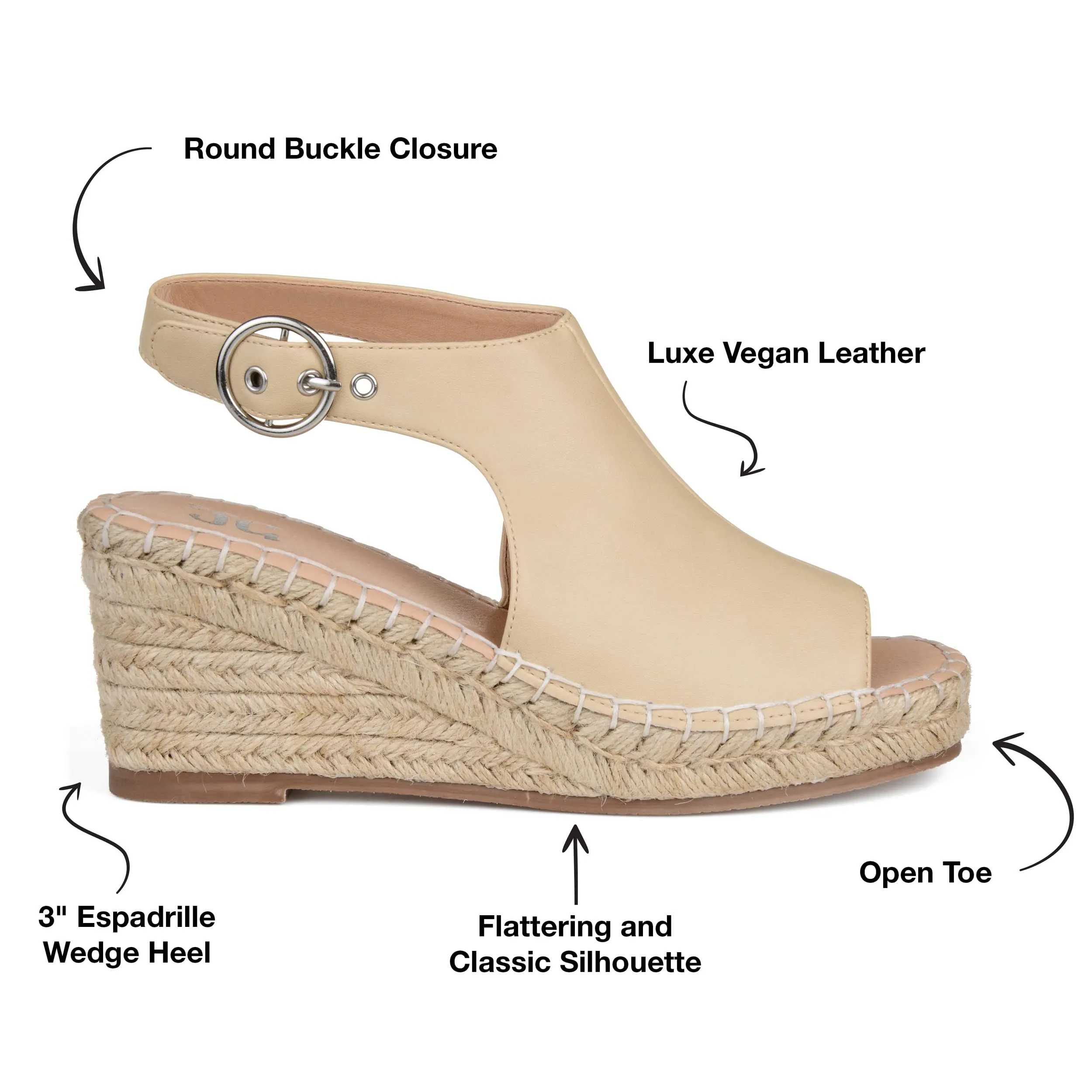 Journee Womens Crew Wide Width Wedge Heel Espadrille Sandals
