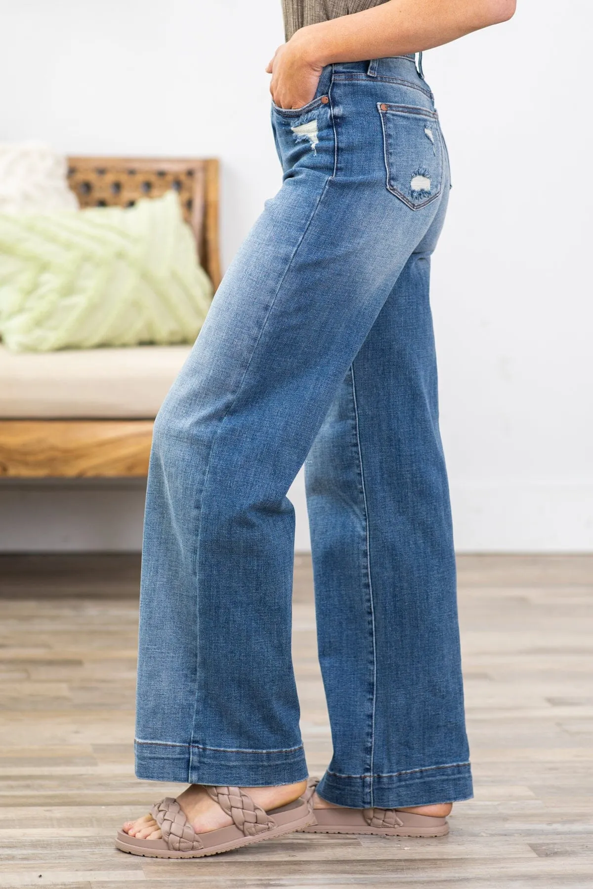 Judy Blue Lightly Distressed Trouser Jeans