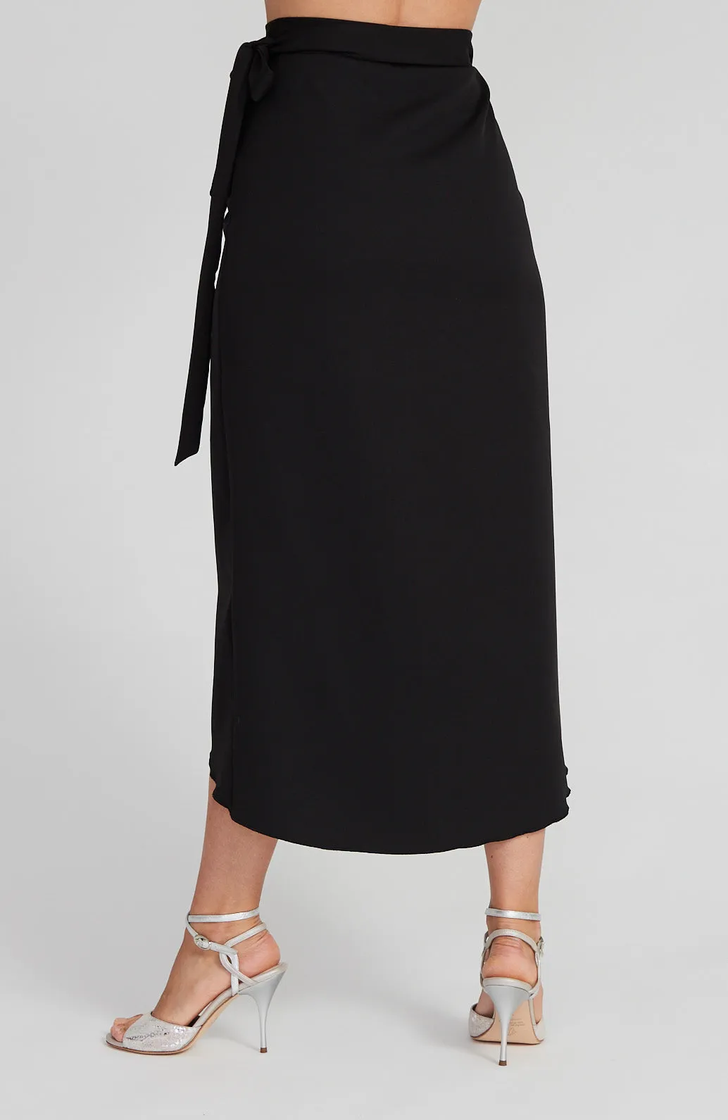 JULIET Black Wrap Skirt with Draped Detail