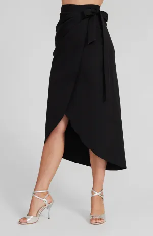 JULIET Black Wrap Skirt with Draped Detail