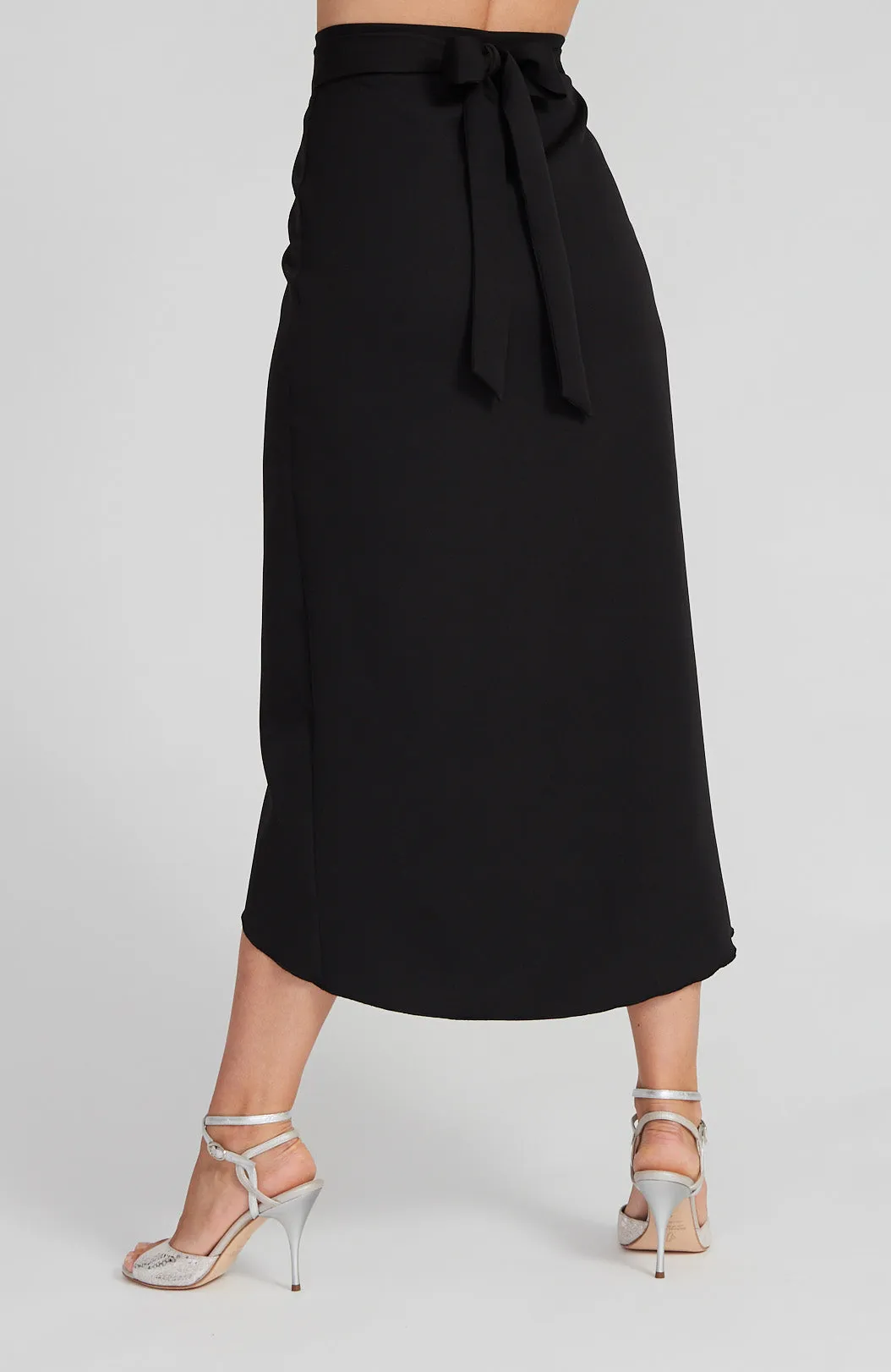 JULIET Black Wrap Skirt with Draped Detail