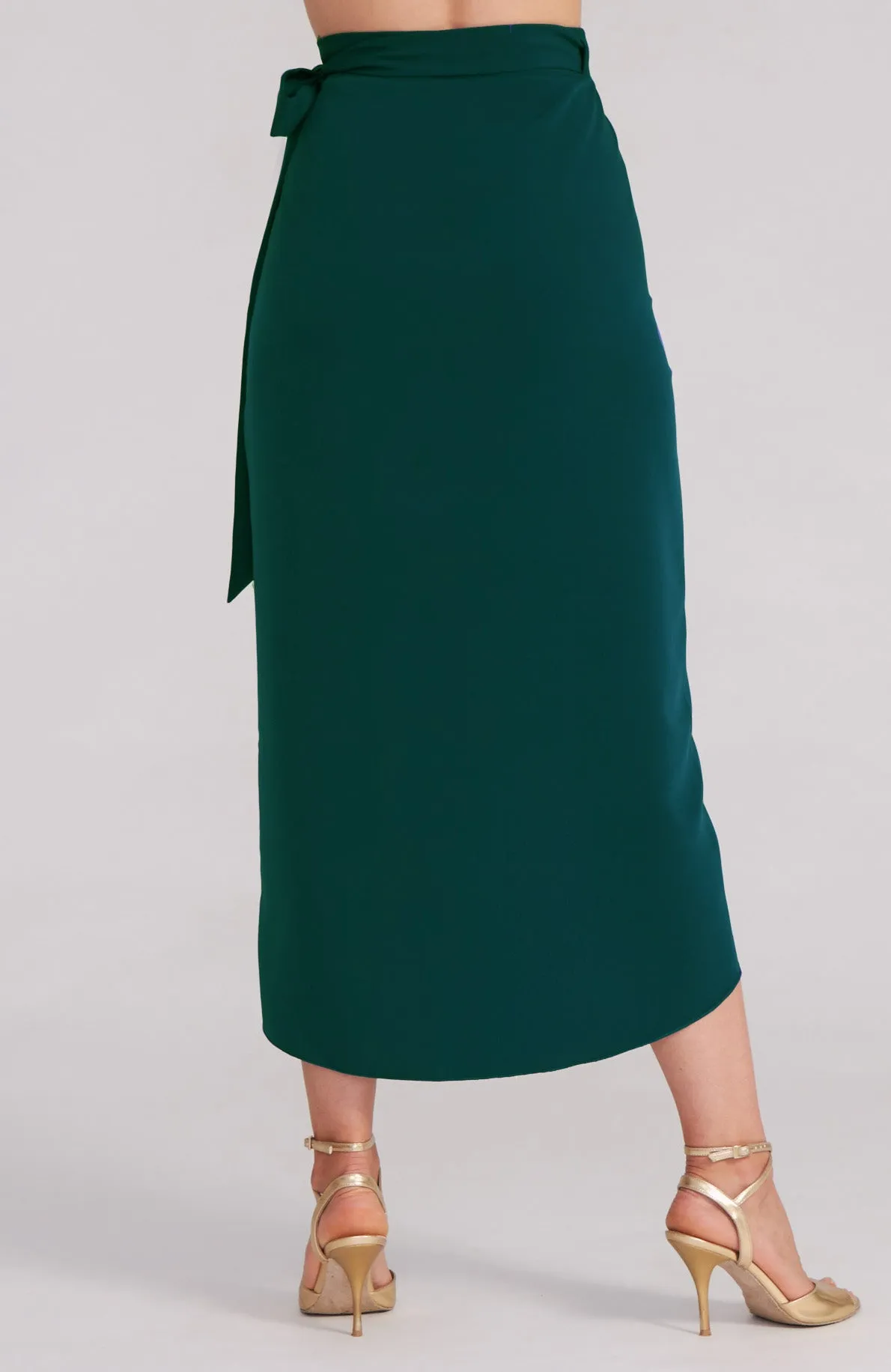 JULIET Green Wrap Skirt with Draped Detail (Pre-order*)