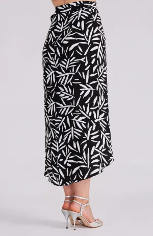 JULIET Palm Leaf Viscose Wrap Skirt with Draped Detail