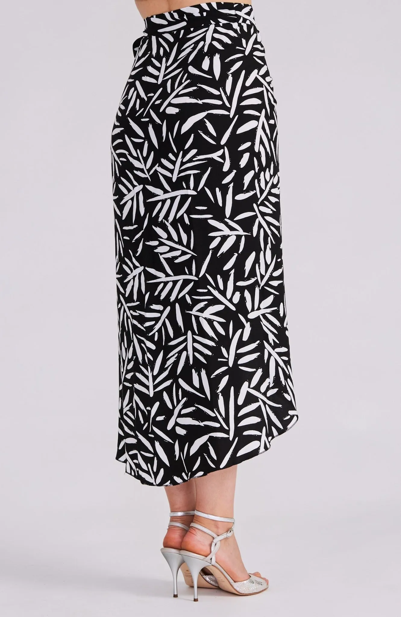 JULIET Palm Leaf Viscose Wrap Skirt with Draped Detail