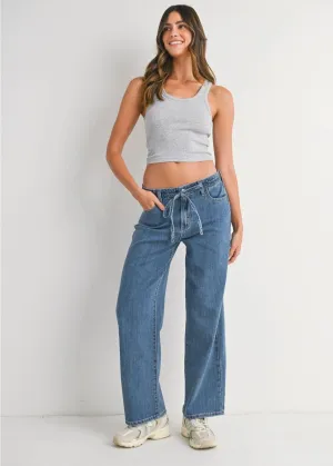Just Black Denim Drawstring Wide Leg Jean
