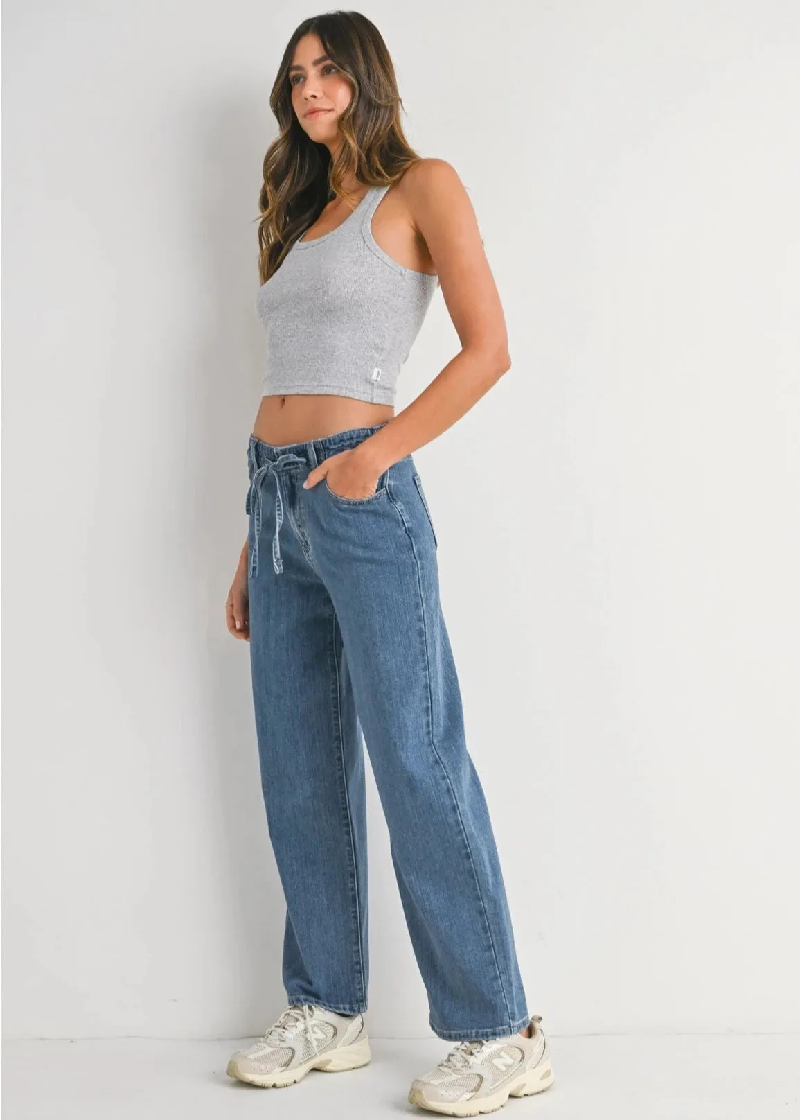 Just Black Denim Drawstring Wide Leg Jean