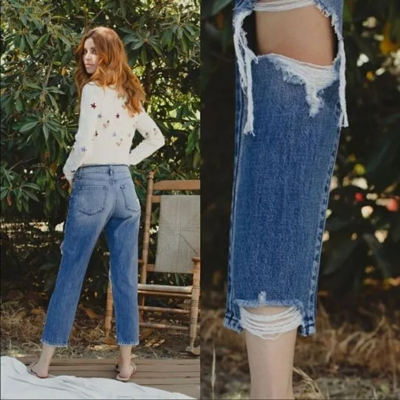 Kancan Distressed High Rise Straight Leg Jeans