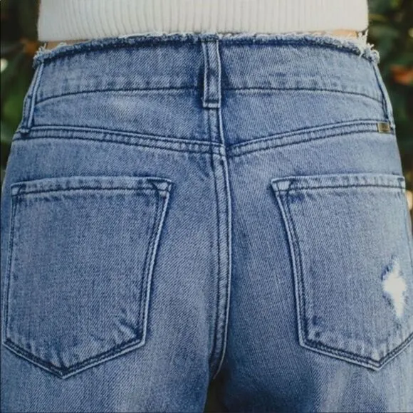 Kancan Distressed High Rise Straight Leg Jeans