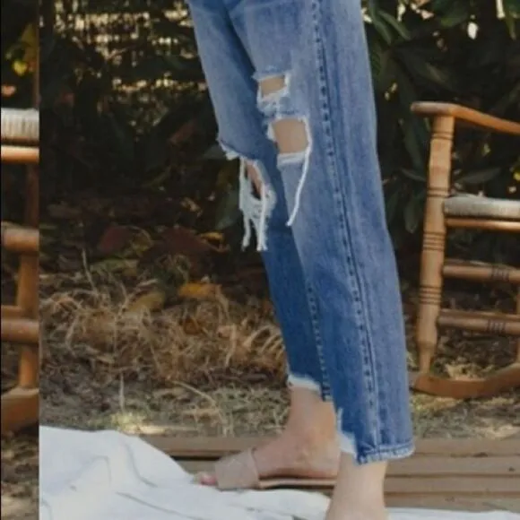 Kancan Distressed High Rise Straight Leg Jeans