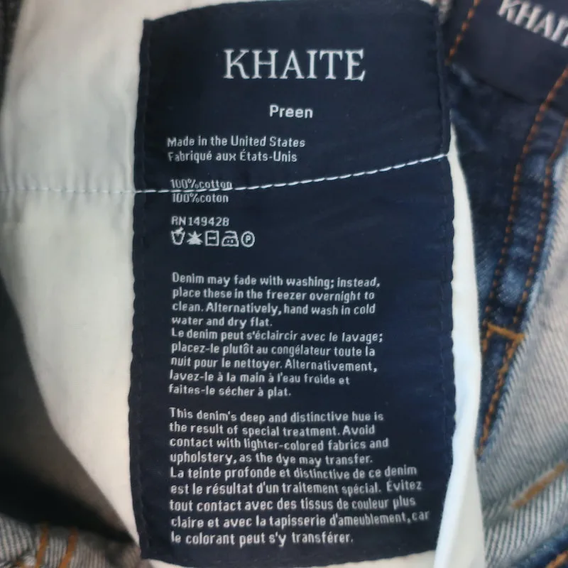 Khaite Preen Wide Leg Jeans Dark Denim Size 26