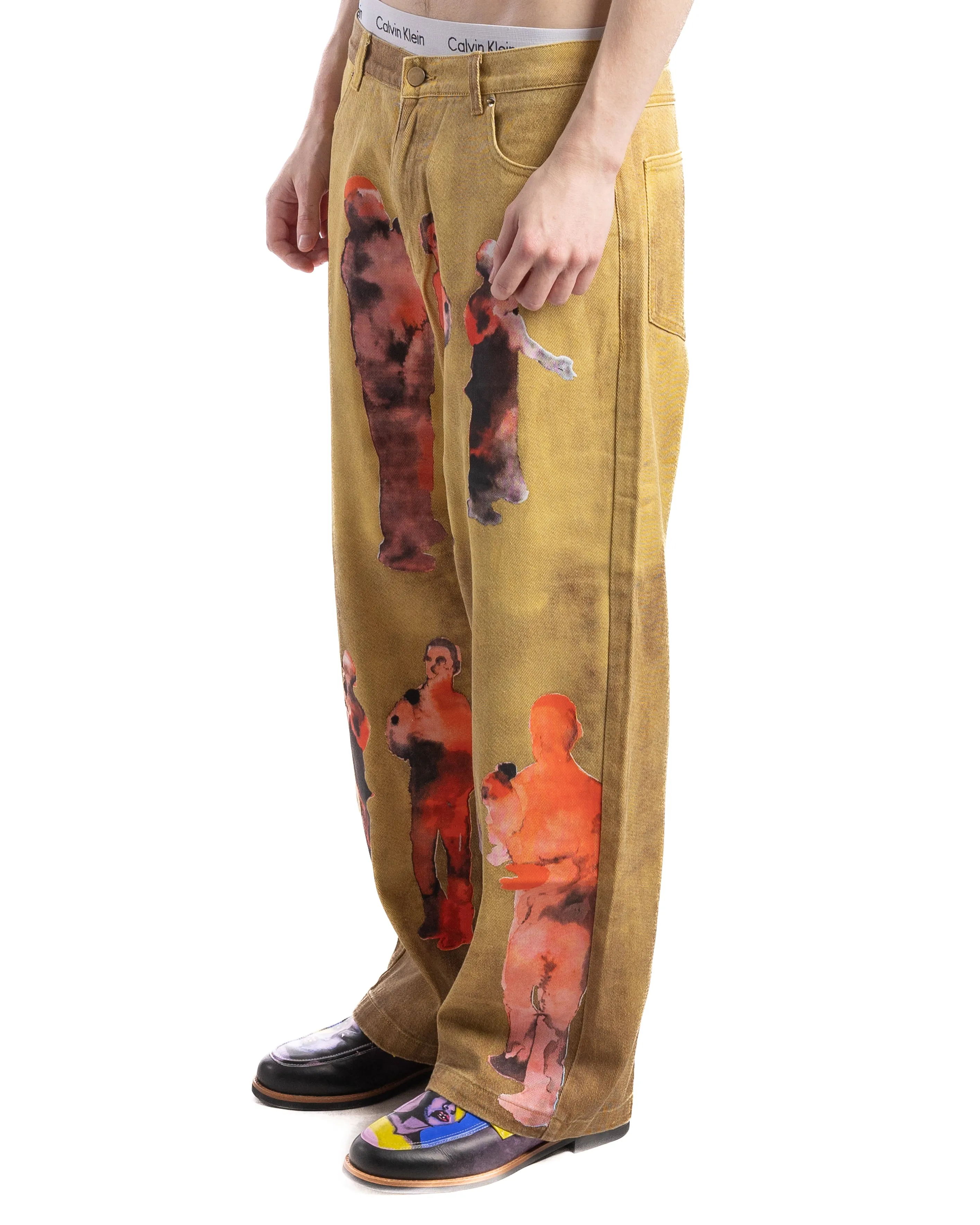 KidSuper Performers Distressed Jeans Yellow