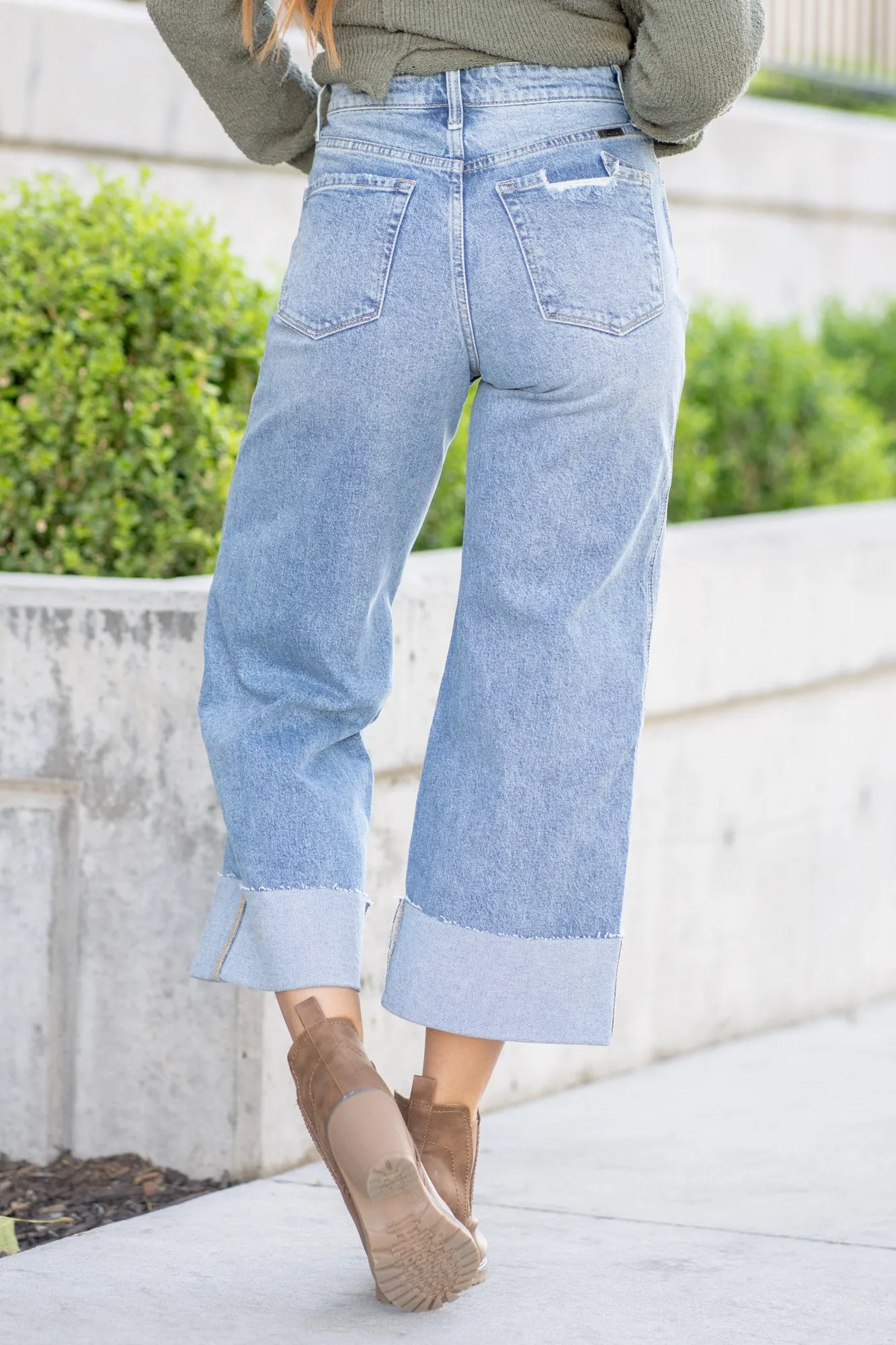 Kolbie High Rise Cuffed Wide Leg Jeans