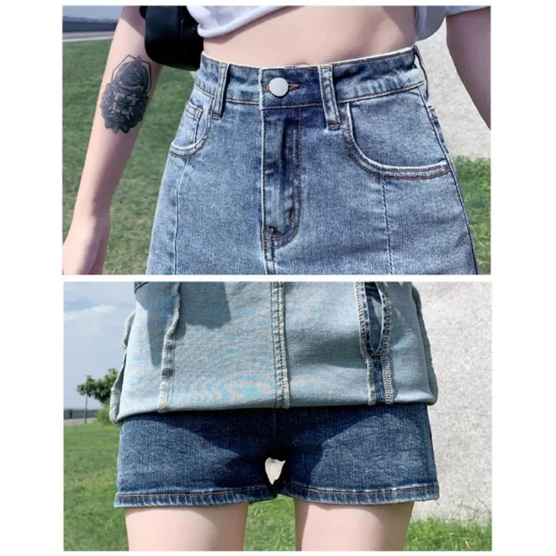 Korean High Wiast Denim Mini Skirt Women Sexy Hot Girl Tight Bag Hip Skirts Female Slim Anti-Glare Short Split Skirts JK Y2K New