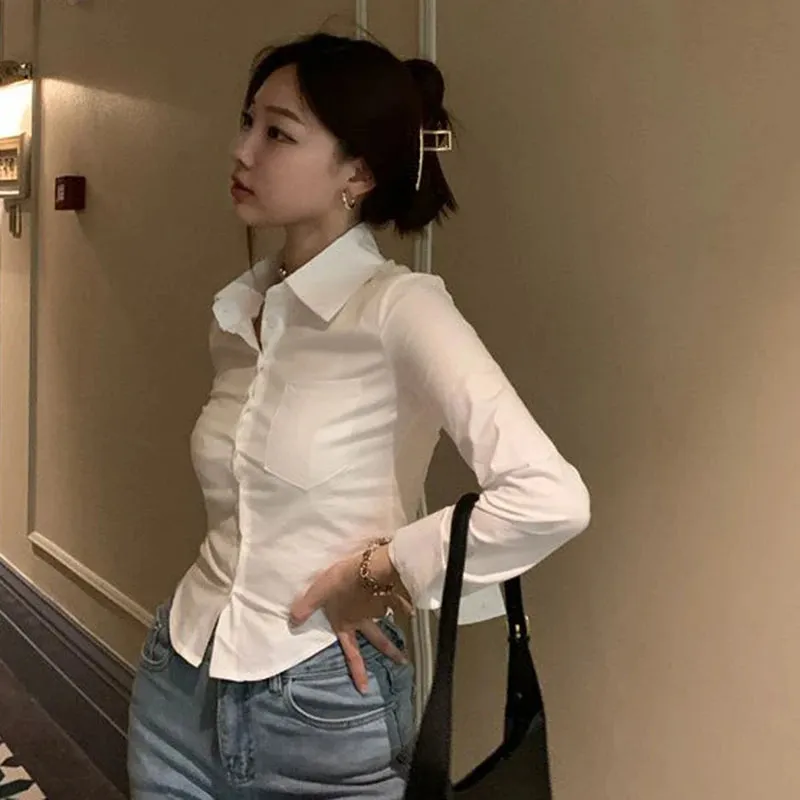 Korean Y2K Spring Streetwear Cropped Blouse