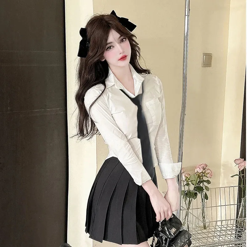 Korean Y2K Spring Streetwear Cropped Blouse