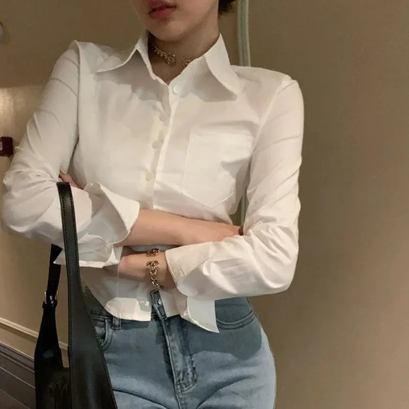 Korean Y2K Spring Streetwear Cropped Blouse