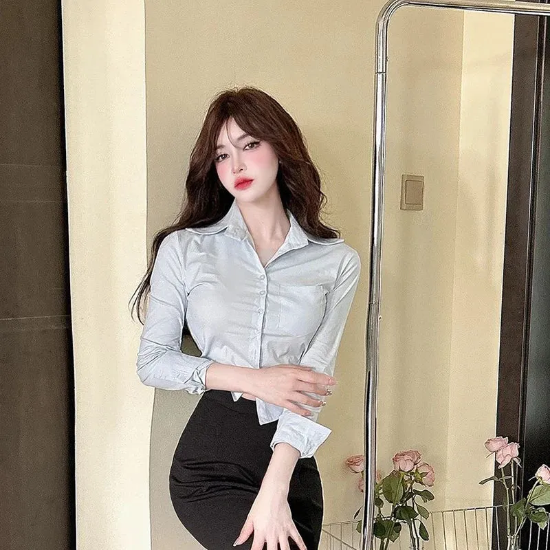 Korean Y2K Spring Streetwear Cropped Blouse