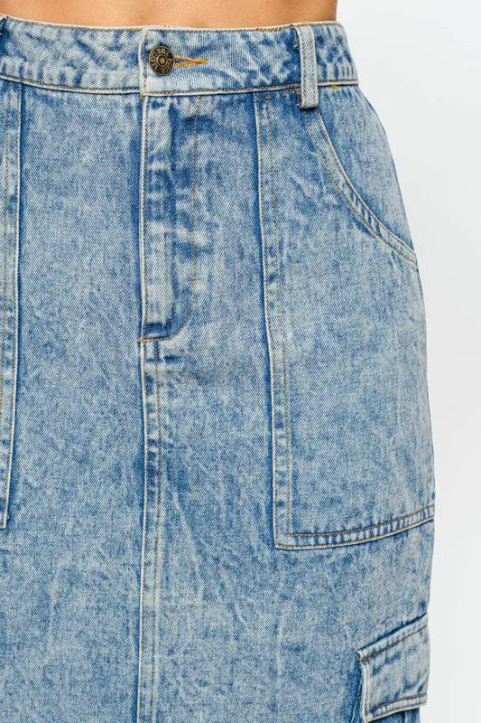 Kylie Denim Cargo Skirt