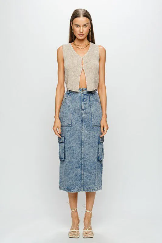 Kylie Denim Cargo Skirt