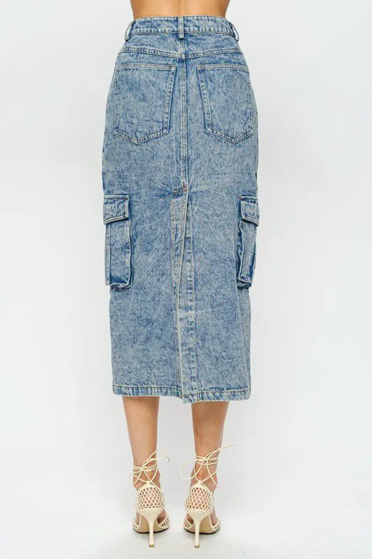 Kylie Denim Cargo Skirt