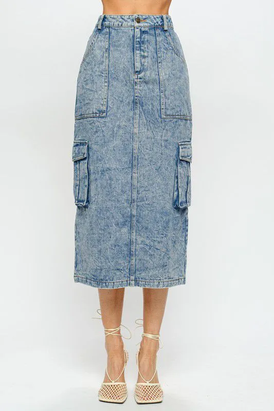 Kylie Denim Cargo Skirt